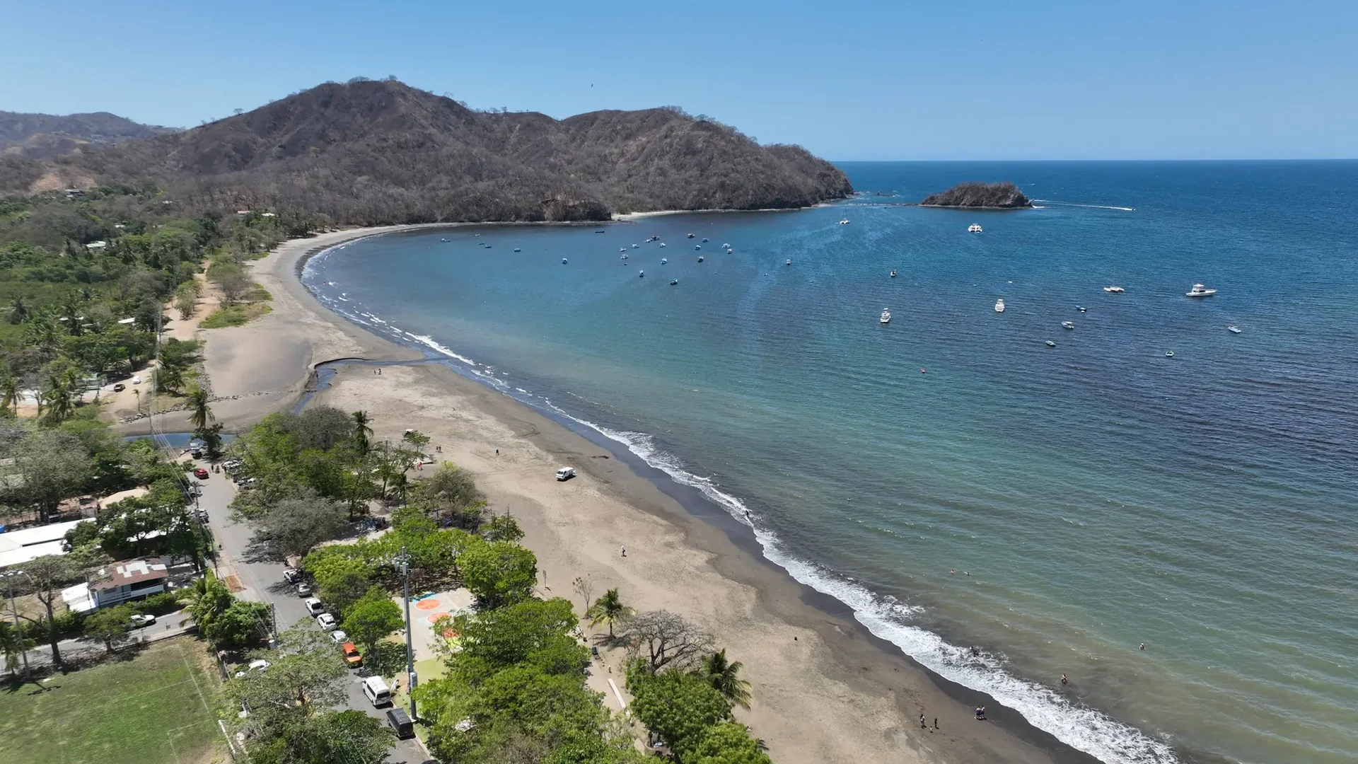 Aerial view of Playas del Coco and Gulf of Papagayo coastline in Guanacaste, Costa Rica